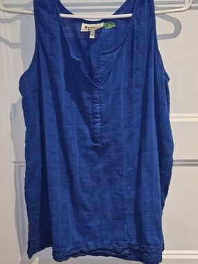 Womens Sleeveless Henley Tank Top - Royal Blue